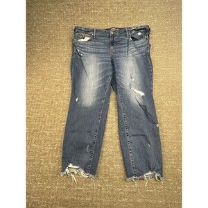 Torrid Boyfriend Straight Jeans Womens 24R Blue Vintage Stretch Denim Distressed